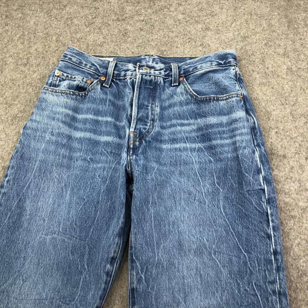 Levis 501 90s Jeans Womens 28 Blue Medium Wash High Rise Relaxed Straight - Picture 4 of 12